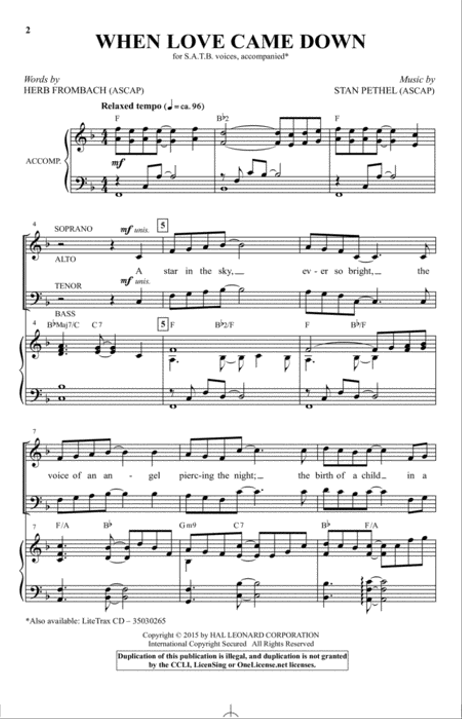 When Love Came Down 4-Part scores gallery preview page 1