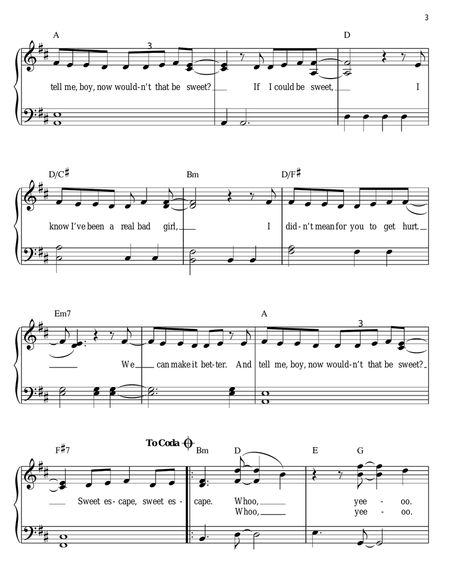 The Sweet Escape Easy Piano scores gallery preview page 3