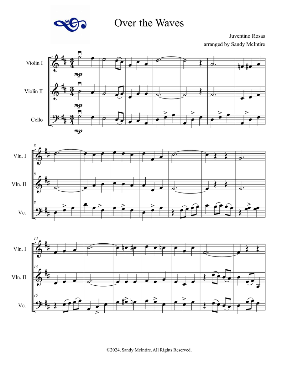 Over the Waves String Trio scores gallery preview page 1