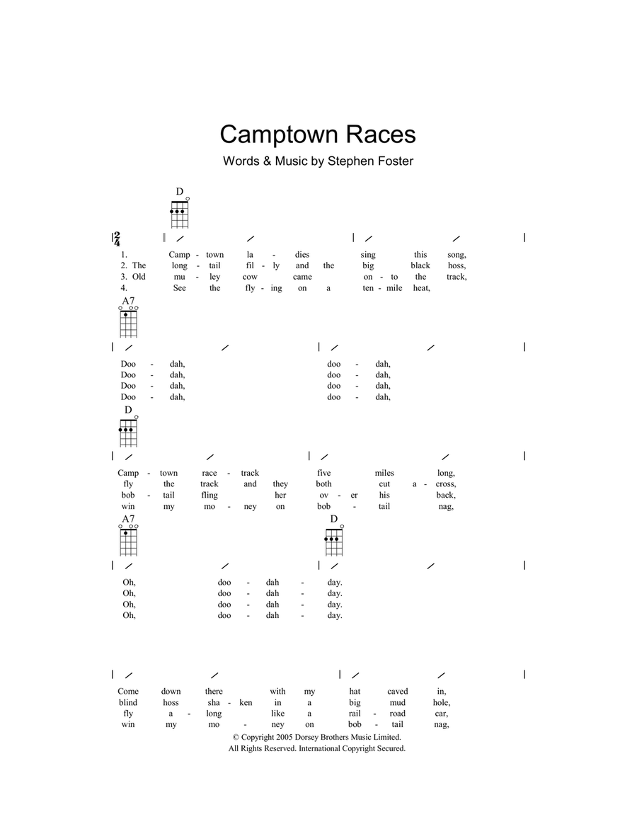 The Camptown Races Ukulele scores gallery preview page 1