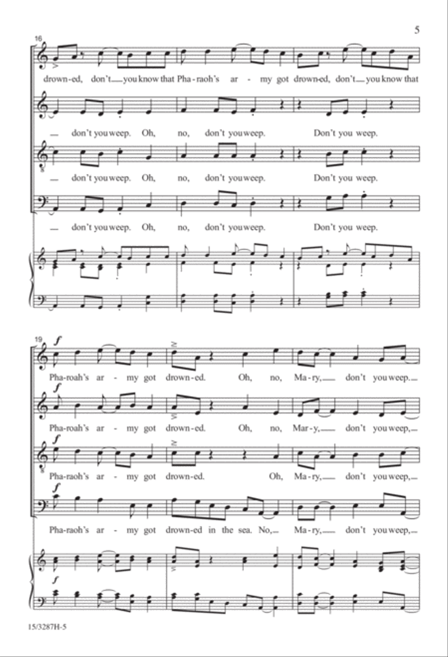 Don't You Weep, Don't You Mourn 4-Part scores gallery preview page 5