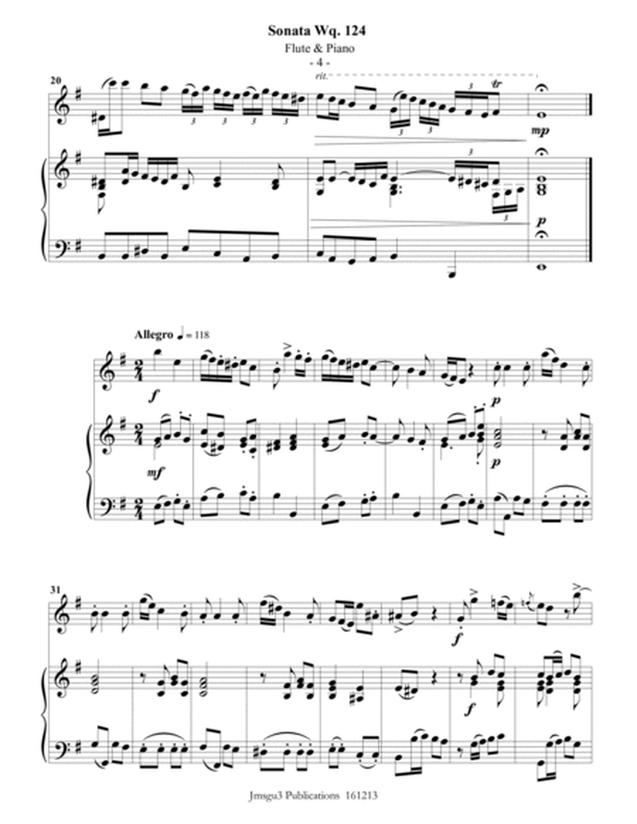 CPE BACH: Sonata in E Minor WQ124 for Flute & Piano image number null