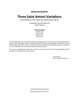 Three Saint Antoni Variations for Clarinet Quartet (from Variations on a Theme by Haydn)