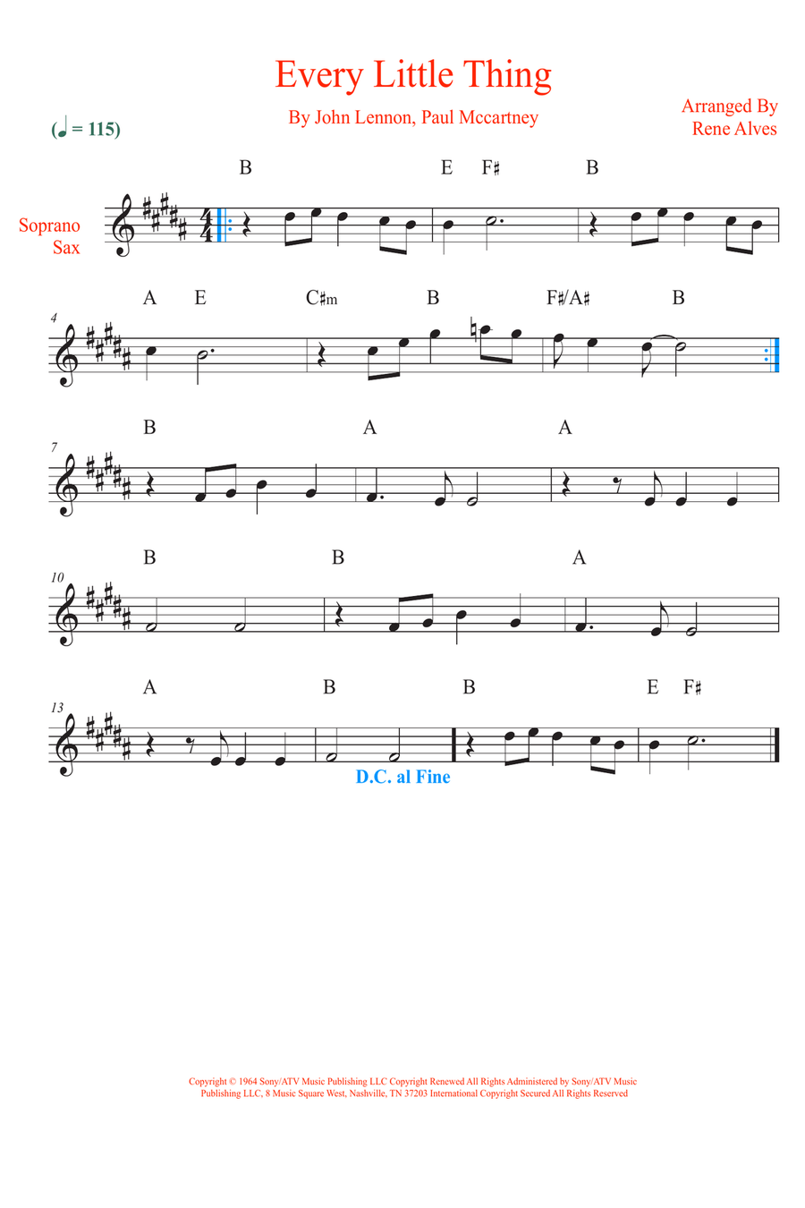Every Little Thing Soprano Saxophone scores gallery preview page 1