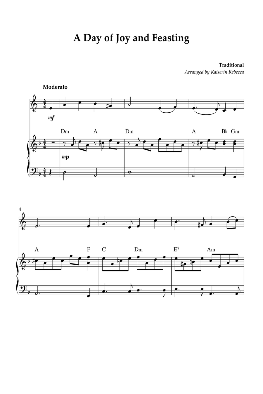 A Day of Joy and Feasting Piano scores gallery preview page 1