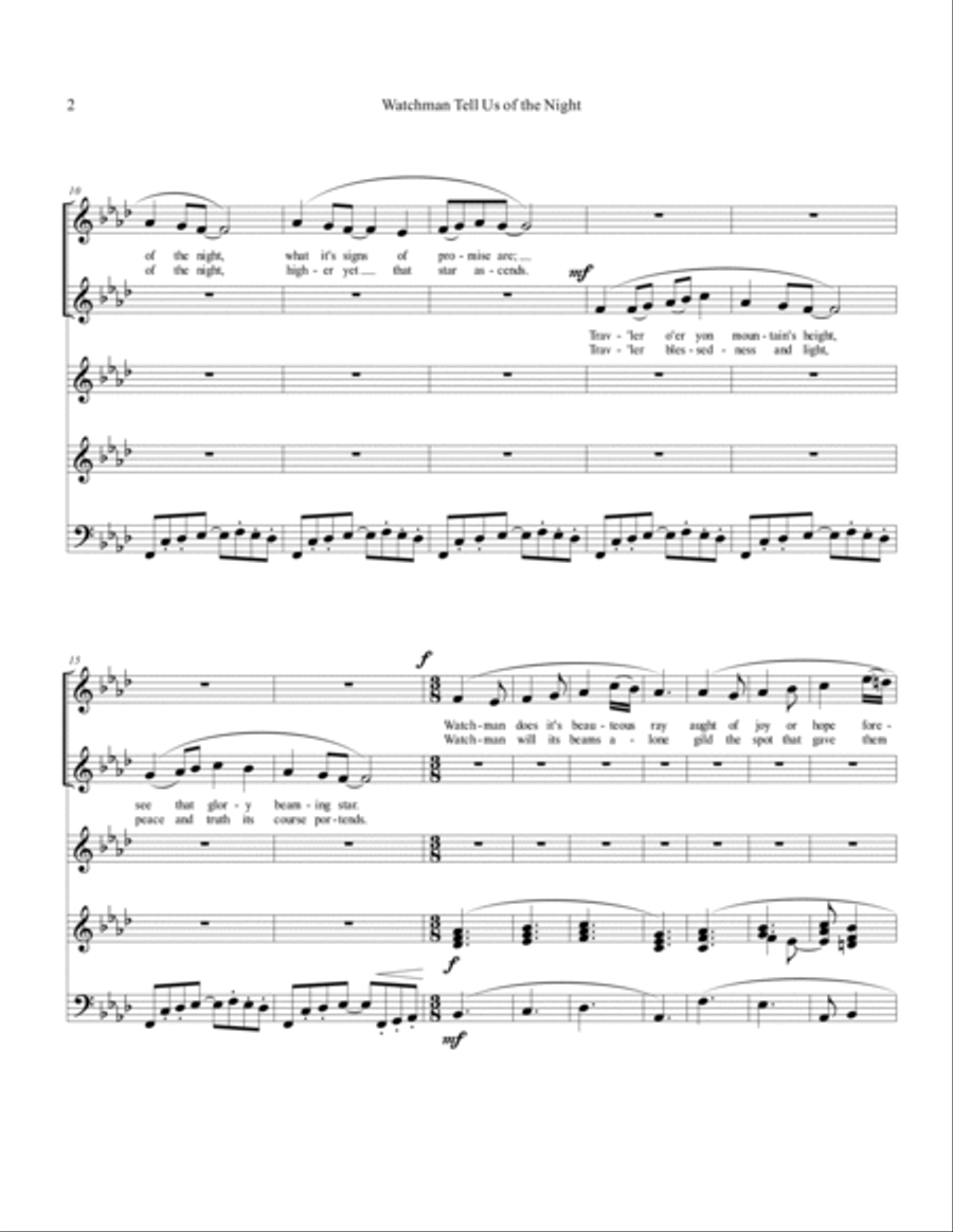Watchman Tell Us of the Night (Aberystwyth( Unison Choir scores gallery preview page 2