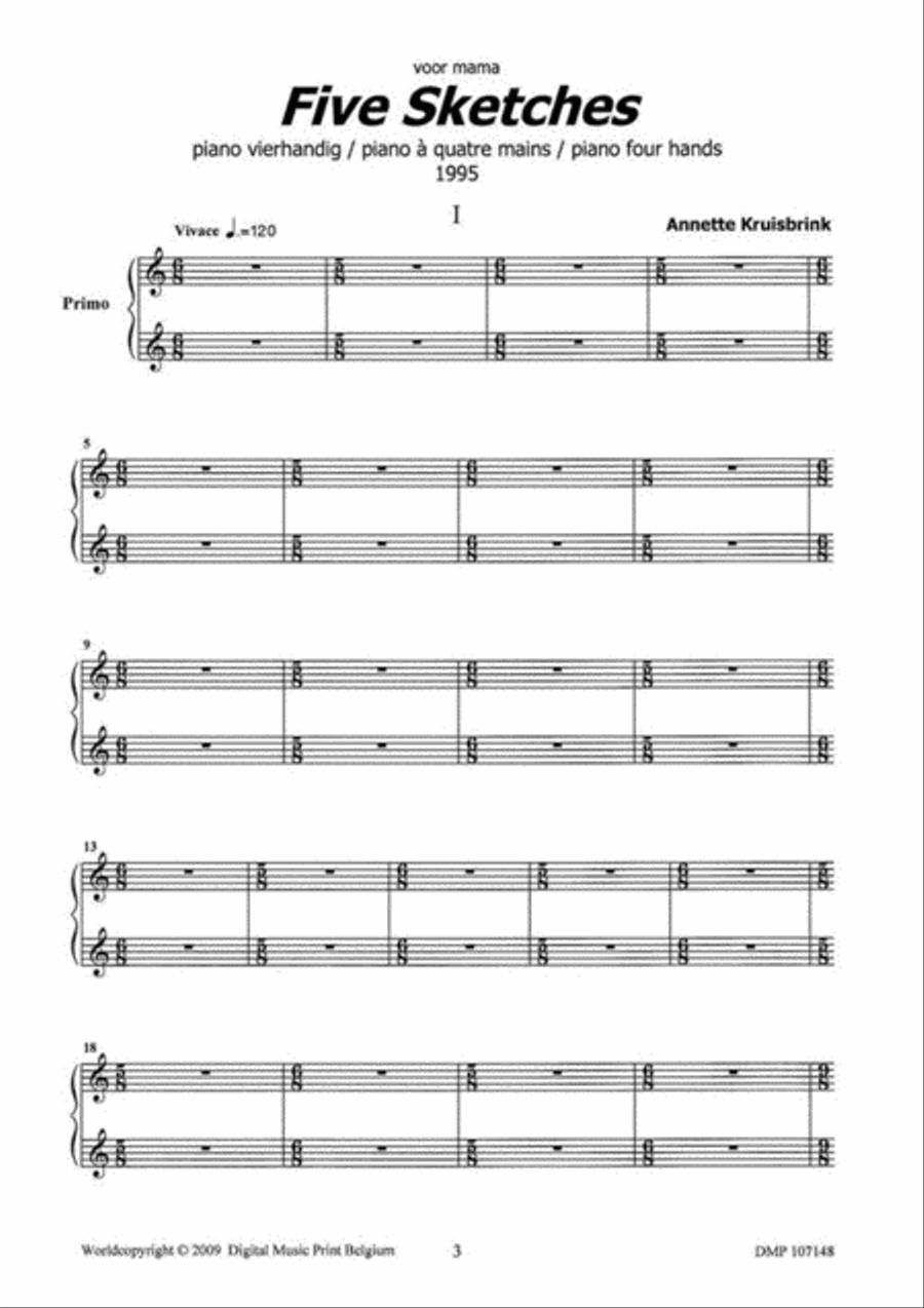 FIVe Sketches Piano Duet scores gallery preview page 3