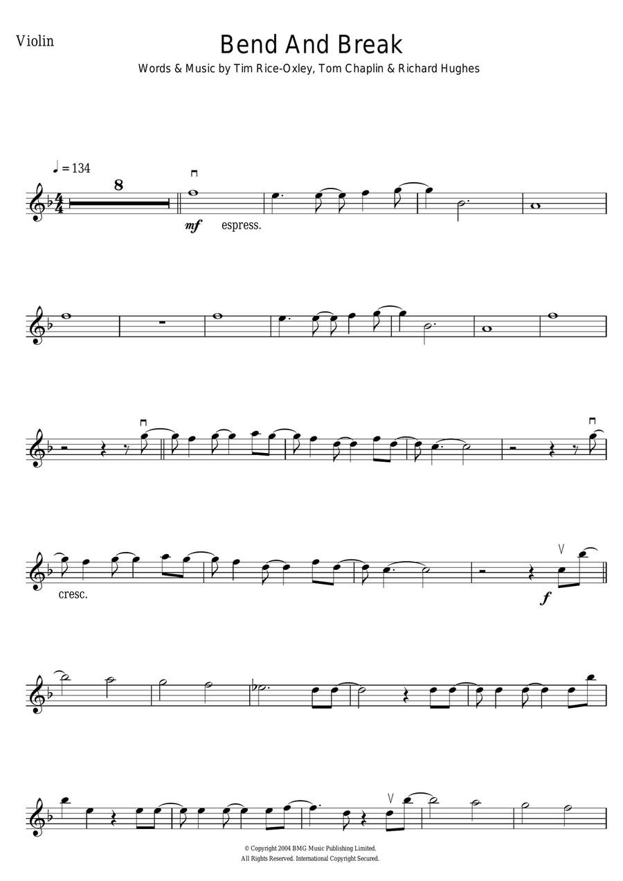 Bend And Break Violin Solo scores gallery preview page 1