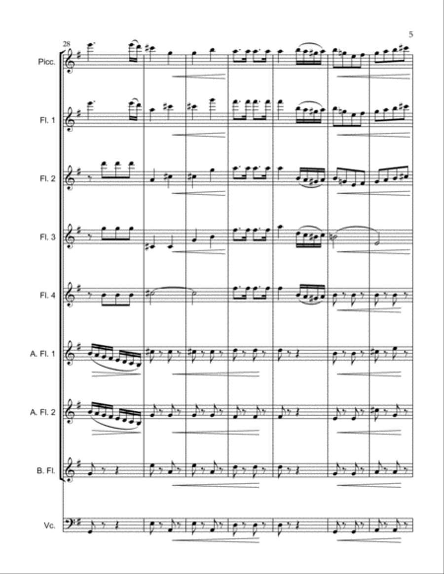 Unter Donner und Blitz, Op. 324 Thunder and Lightning Polka Flute Solo scores gallery preview page 5