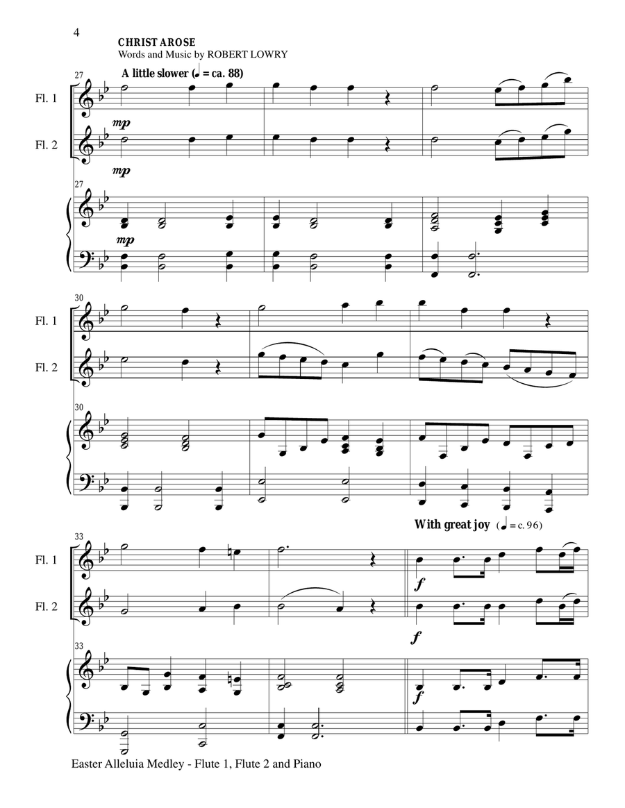 EASTER ALLELUIA MEDLEY (Trio – Flute 1, Flute 2/Piano) Score and Parts Flute Duet scores gallery preview page 4