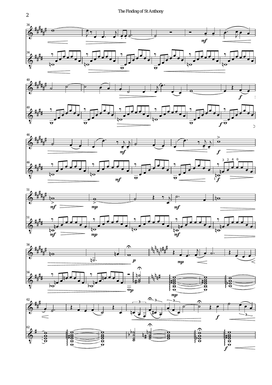 The finding of St Anthony for clarinet and guitar Clarinet scores gallery preview page 2