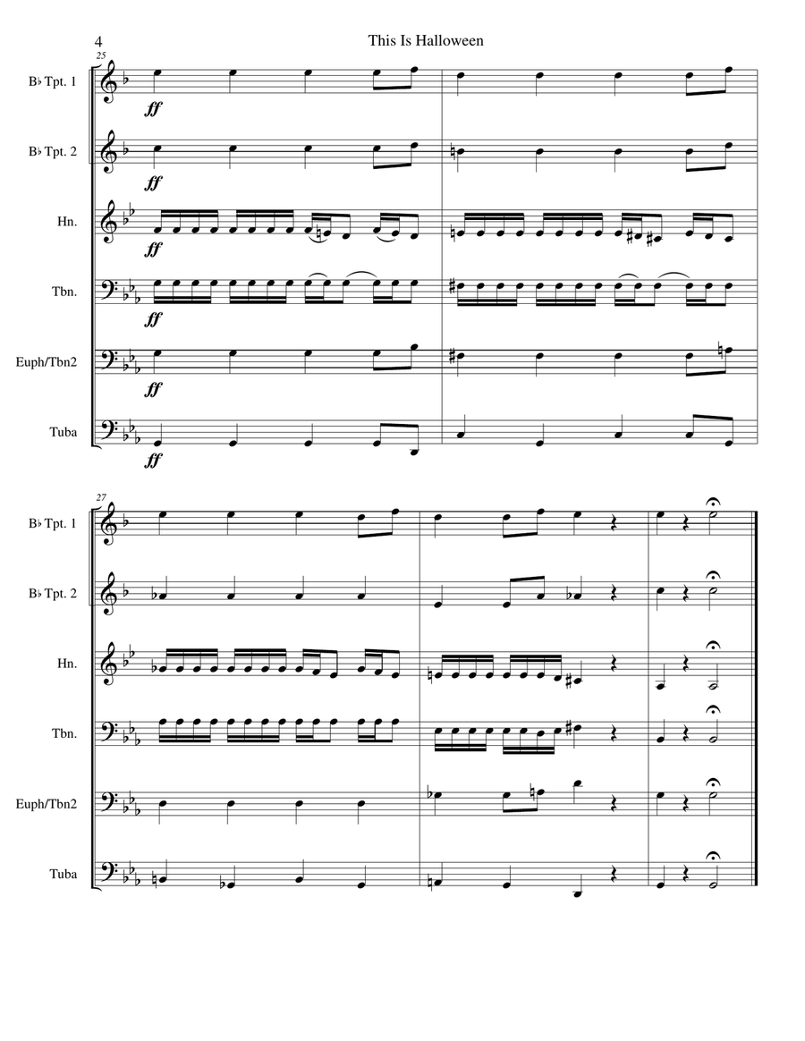 This Is Halloween Brass Quintet scores gallery preview page 5