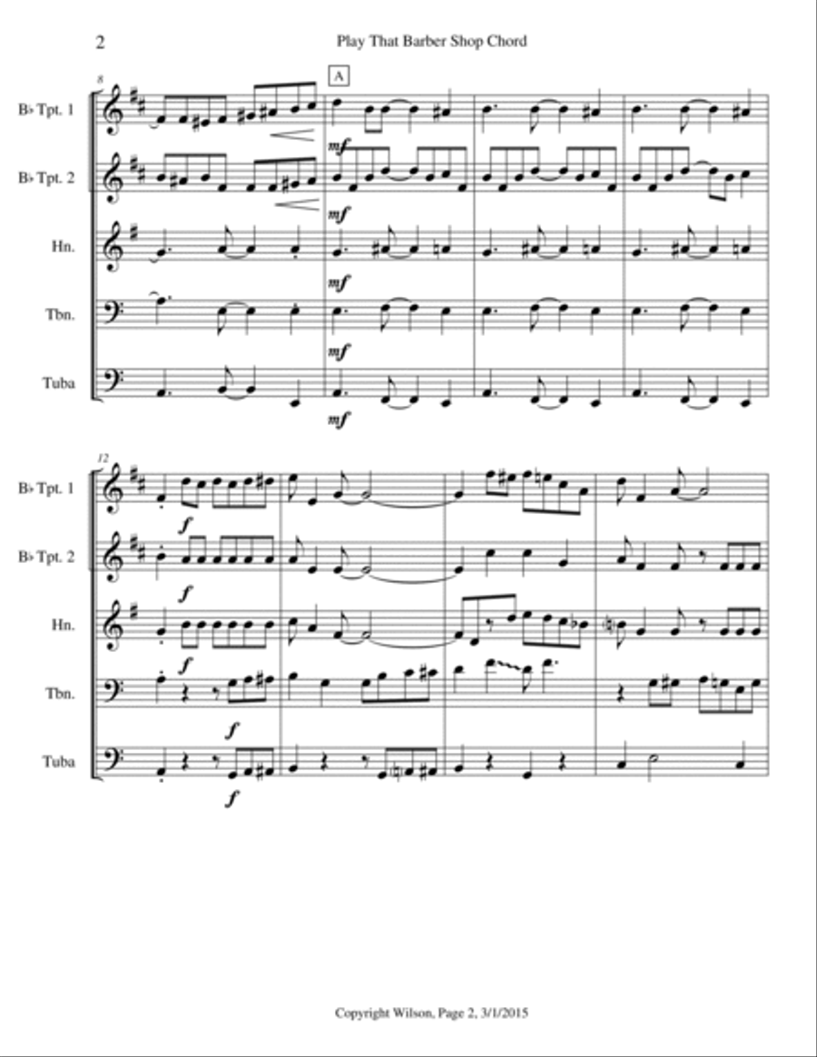 Play That Barber Shop Chord Brass Quintet scores gallery preview page 3