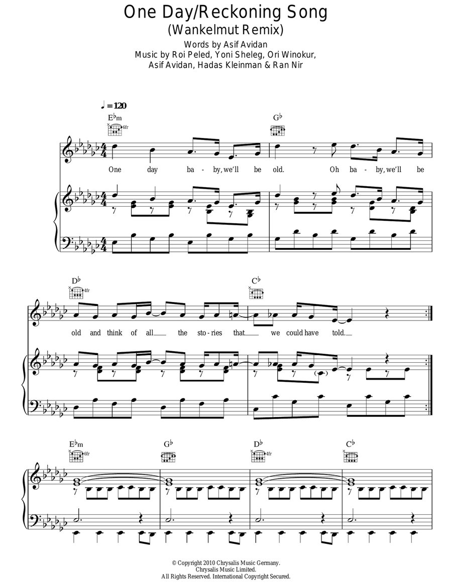 One Day/Reckoning Song (Wankelmut Remix) Acoustic Guitar scores gallery preview page 1
