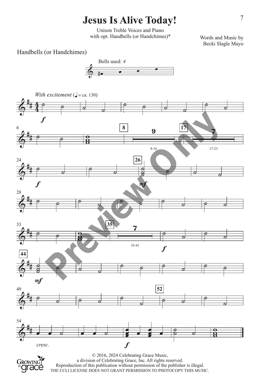 Jesus Is Alive Today! by Becki Slagle Mayo Unison Choir - Sheet Music page 7