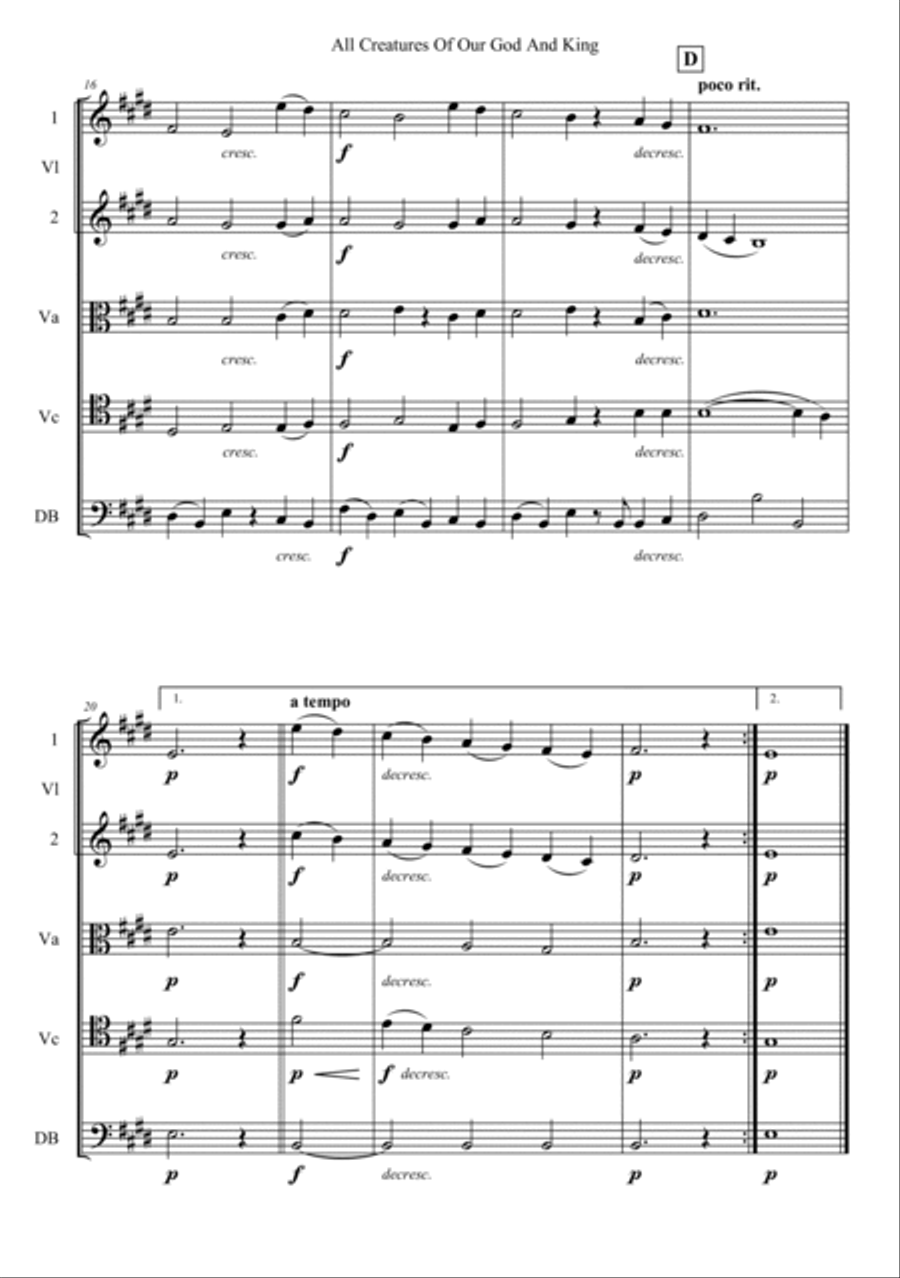 All Creatures Of Our God And King String Orchestra scores gallery preview page 3