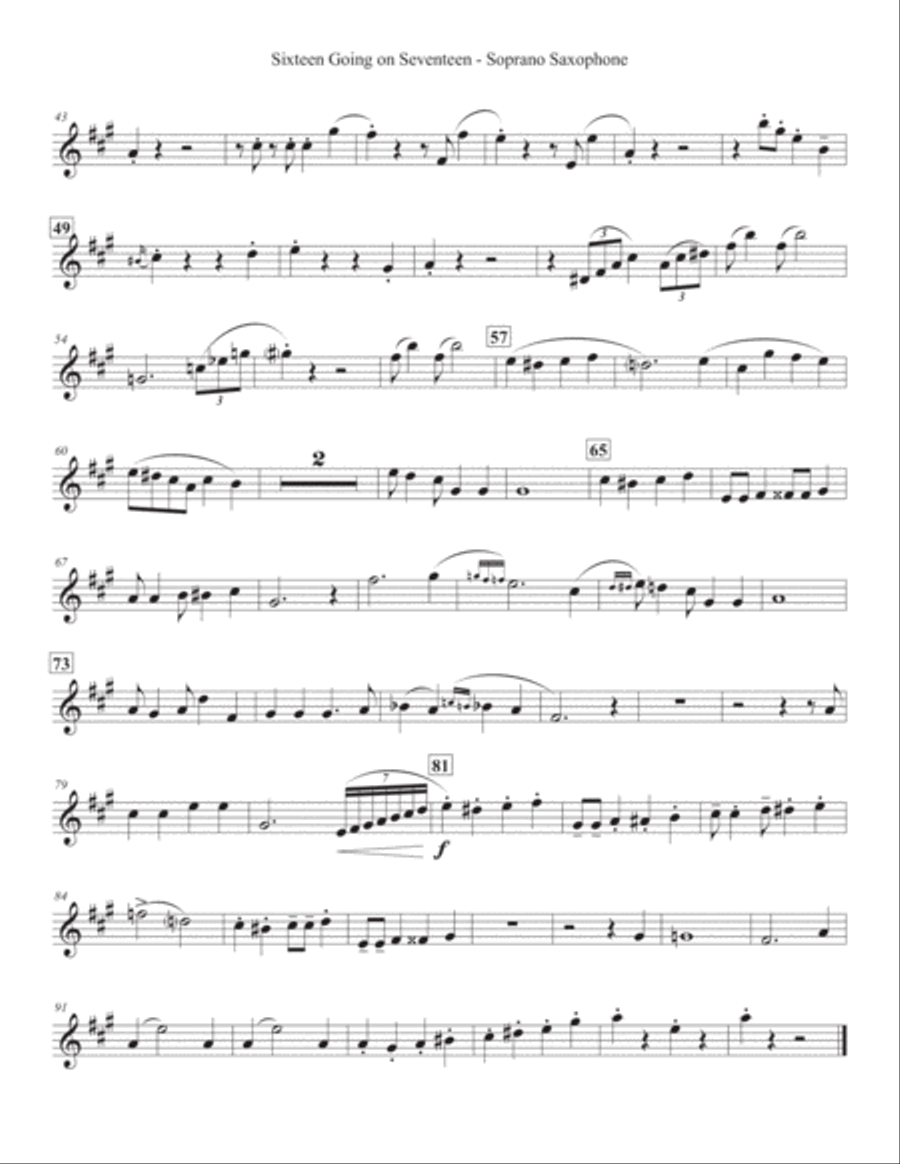 Sixteen Going On Seventeen Saxophone Quartet scores gallery preview page 6