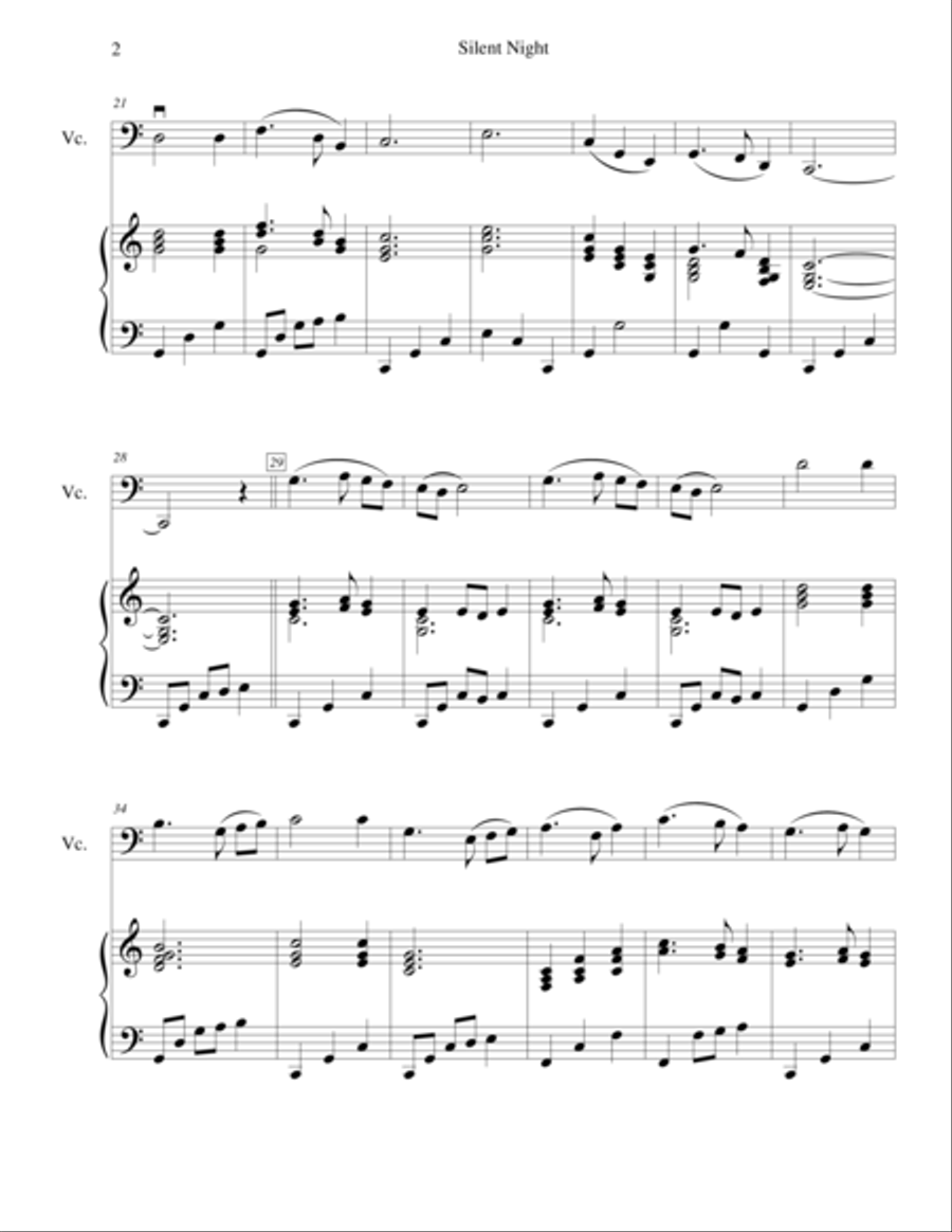 Silent Night - for cello and piano Silent Night - for cello and piano Piano Accompaniment scores gallery preview page 2