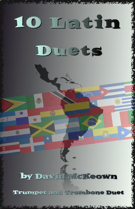 Book cover for 10 Latin Duets, for Trumpet and Trombone