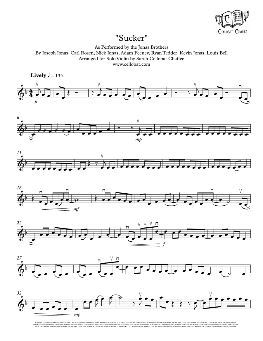 Sucker Violin Solo scores gallery preview page 1
