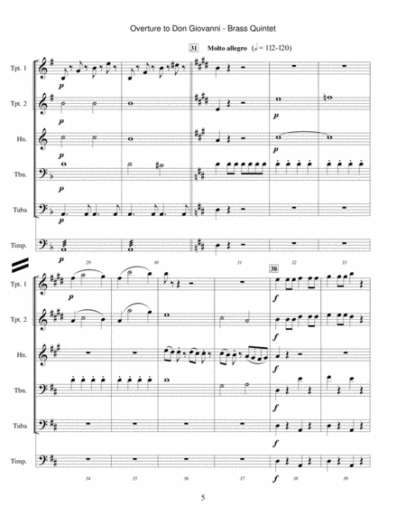 Don Giovanni - overture by Wolfgang Amadeus Mozart Brass Ensemble - Digital Sheet Music