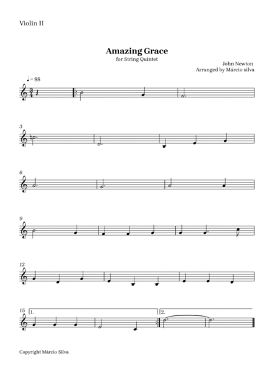Amazing grace String Quintet scores gallery preview page 4