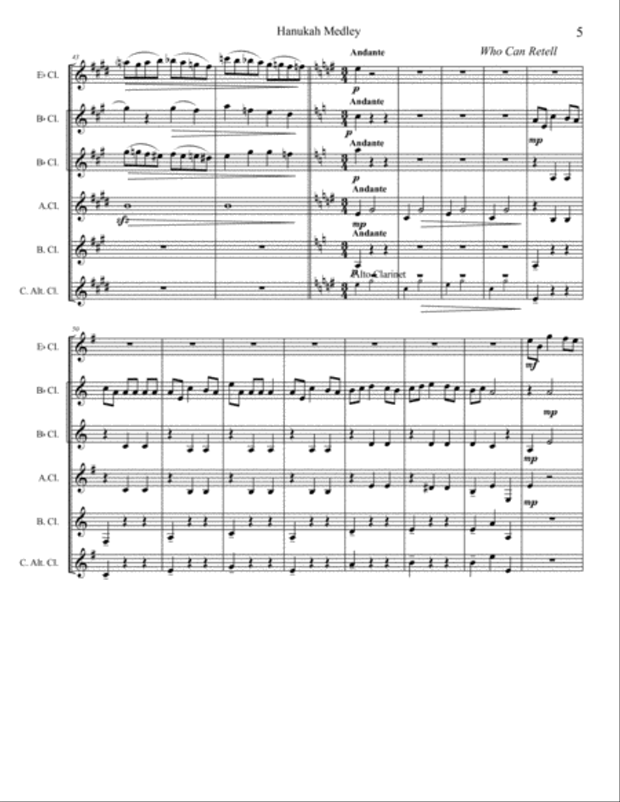 Hanukah Medley for clarinet choir Clarinet Choir scores gallery preview page 5