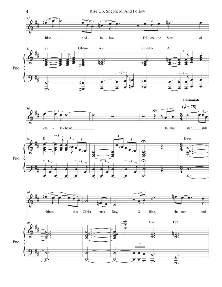 Rise Up, Shepherd, And Follow (Vocal Solo - High Key) Piano, Vocal scores gallery preview page 4