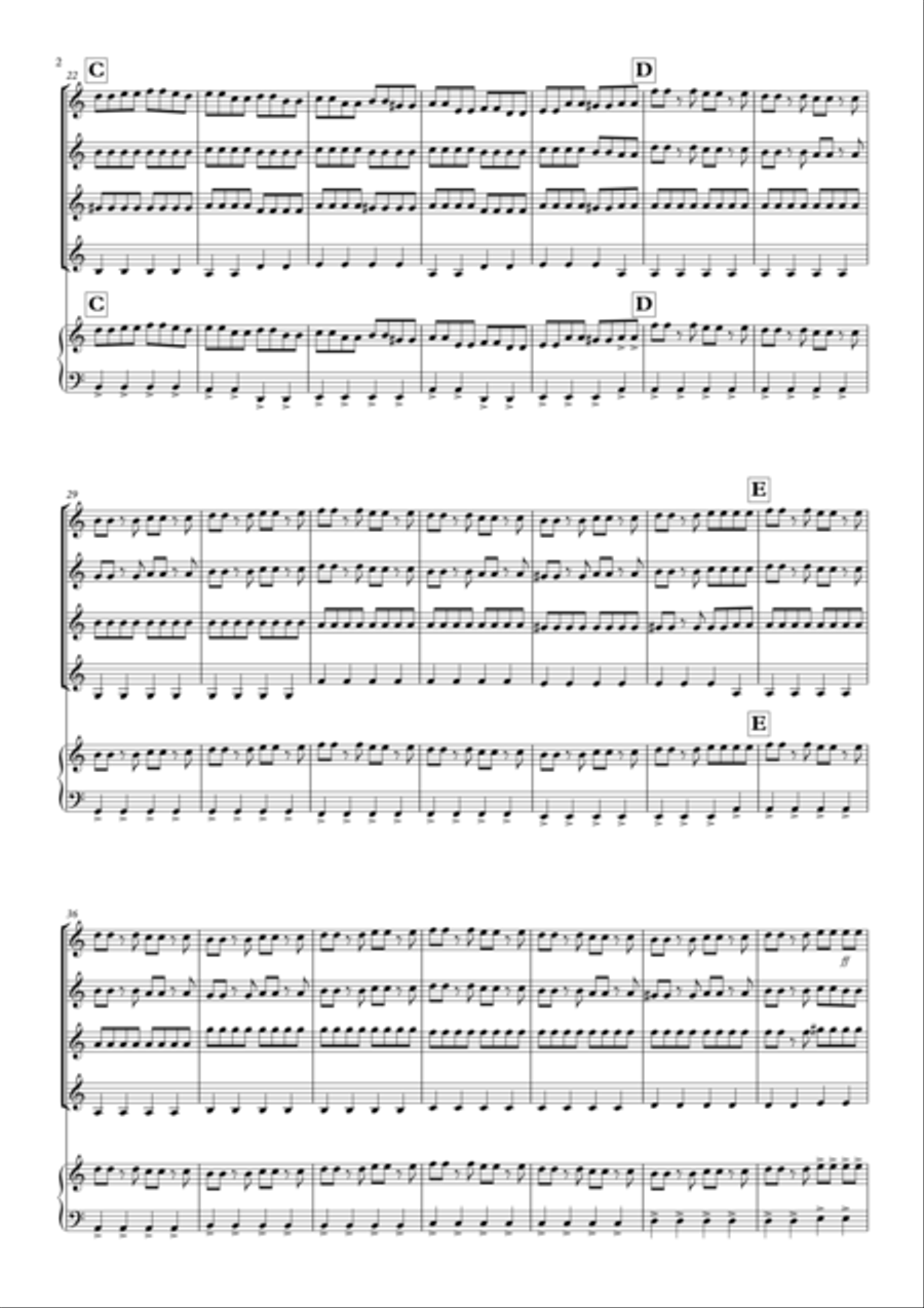 Toccata by Bach Rocks! for Clarinet Quartet Clarinet Quartet scores gallery preview page 2