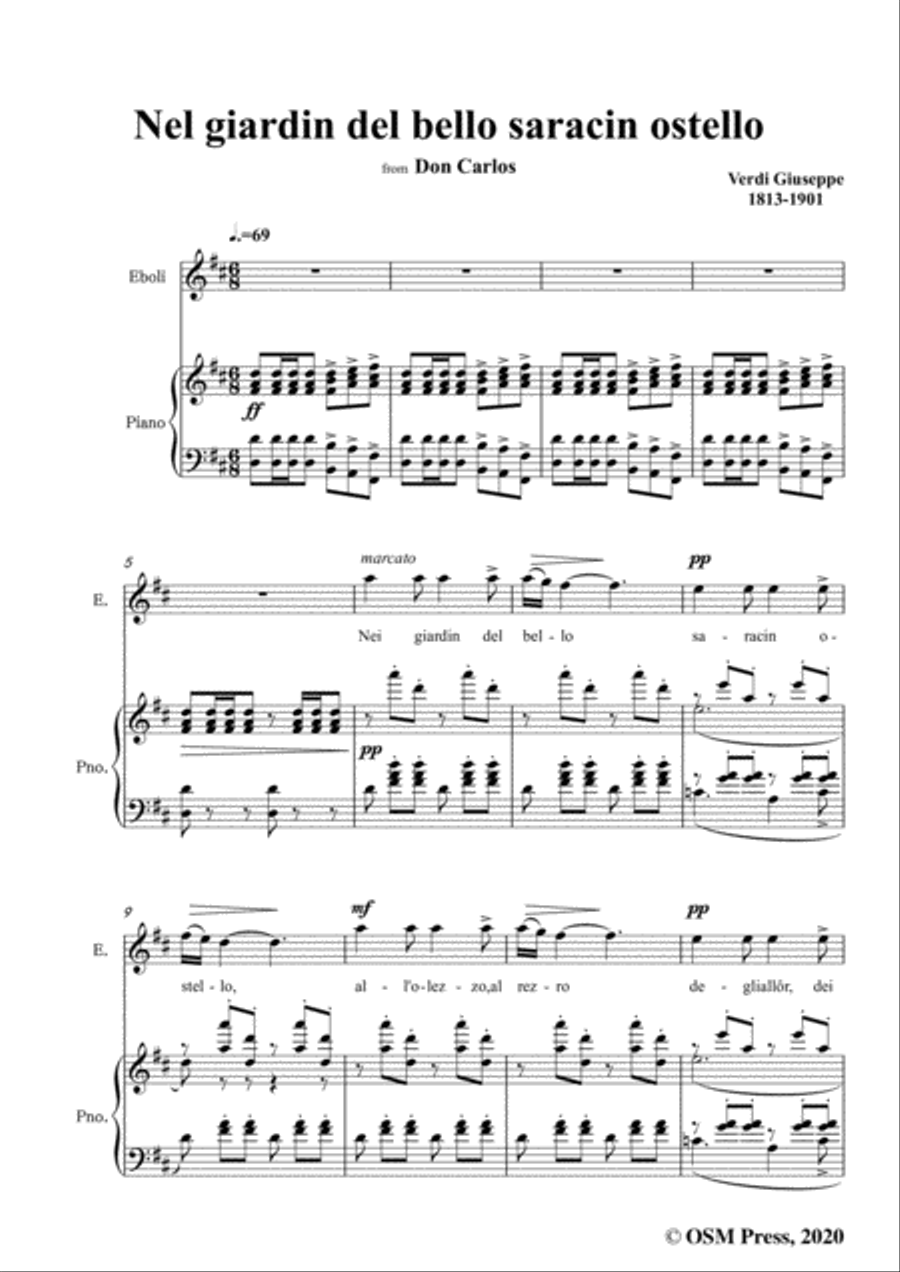 Verdi-Nel giardin del bello saracin ostello,in D Major,for Voice and Piano Voice Solo scores gallery preview page 3