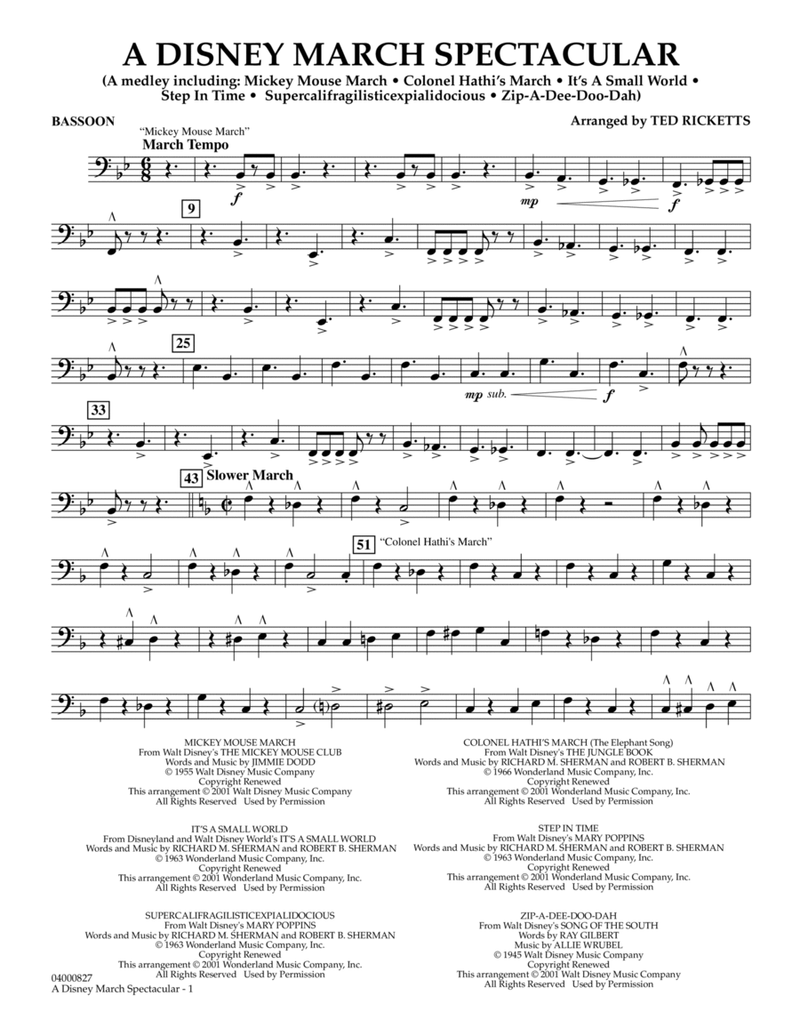 A Disney March Spectacular - Bassoon Bassoon scores gallery preview page 1