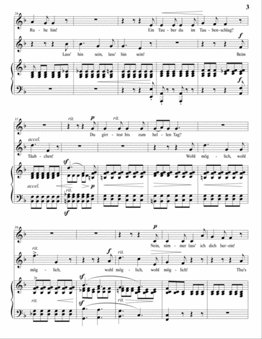 SCHUMANN: Unter'm Fenster, Op. 34 no. 3 (transposed to F major) Voice scores gallery preview page 4