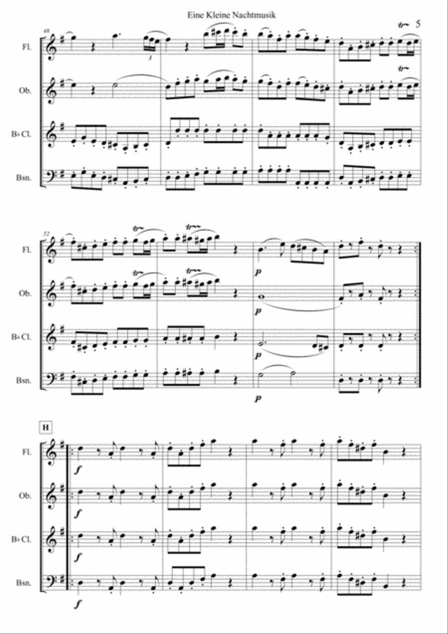 Eine Kleine Nachtmusik for Woodwind Quartet Woodwind Quartet scores gallery preview page 6