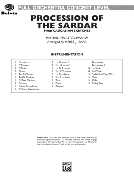 Procession of the Sardar: Score