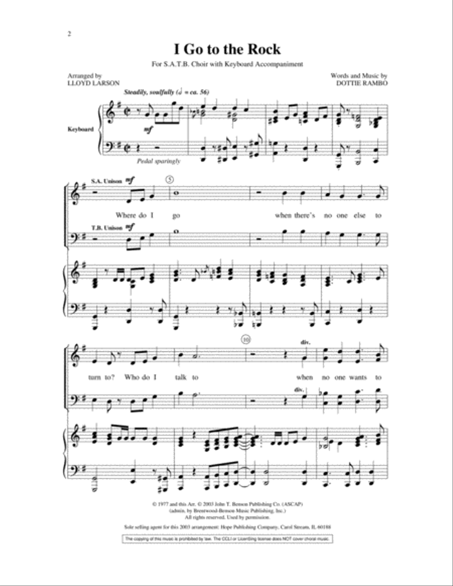 I Go to the Rock 4-Part scores gallery preview page 2