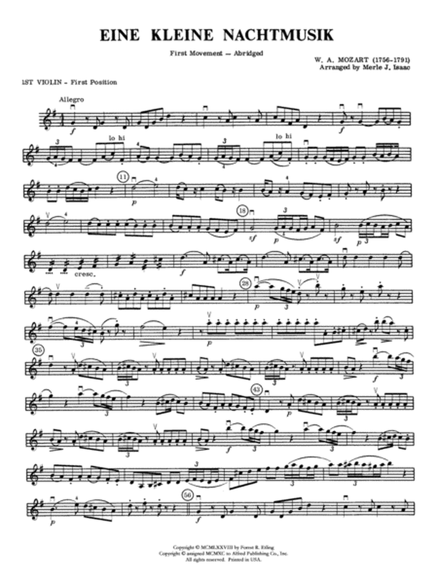 Eine Kleine Nachtmusik, 1st Movement: 1st Violin