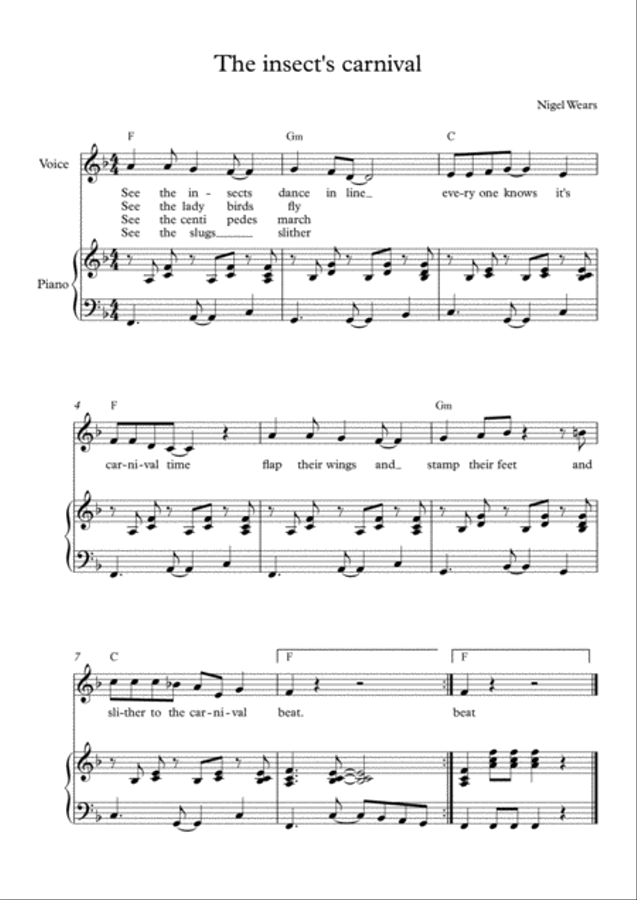 The insect's carnival Voice Solo scores gallery preview page 1