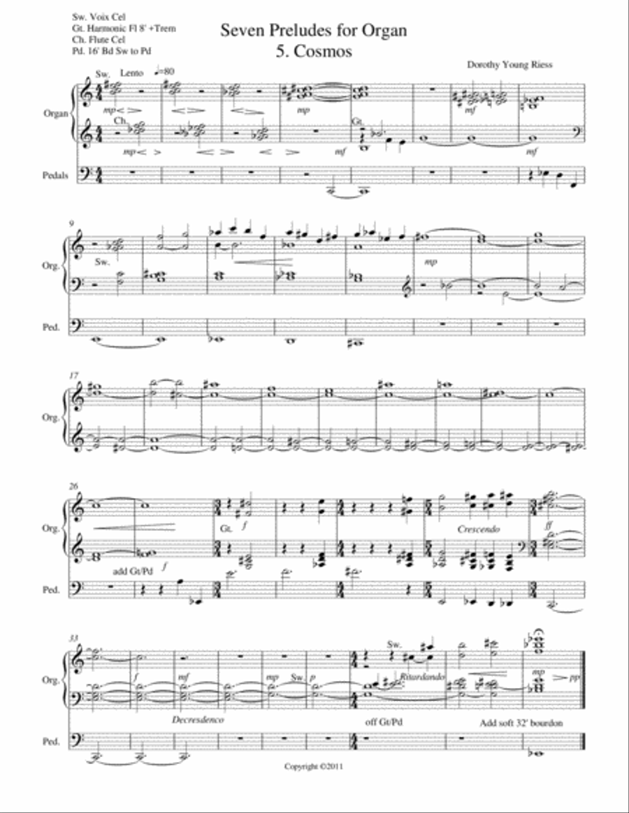Seven Preludes for Organ, 5. Cosmos Organ Solo scores gallery preview page 1
