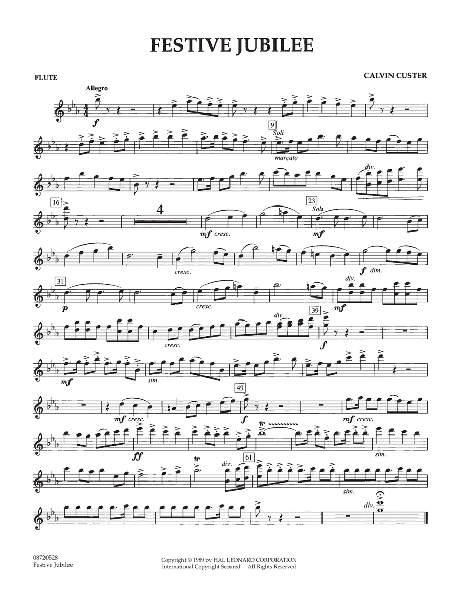 Festive Jubilee - Flute Festive Jubilee - Flute Concert Band scores gallery preview page 1