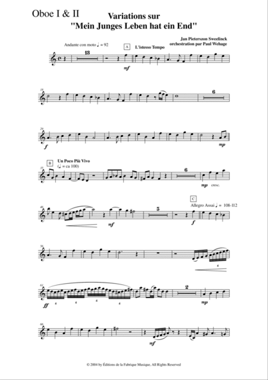 Jan Pieterszoon Sweelinck/Paul Wehage - Variations on 