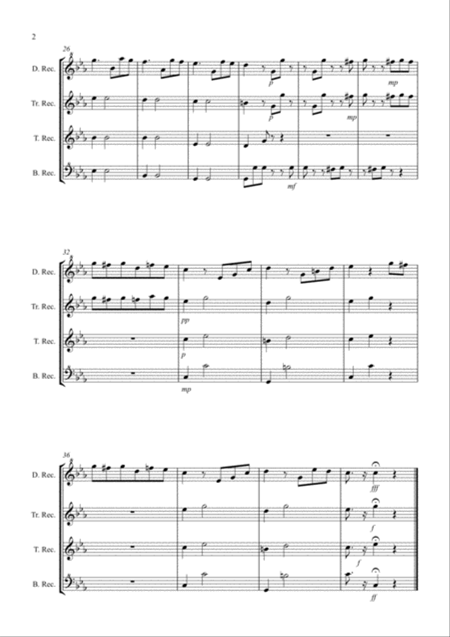 Fur Elise for Recorder Quartet Recorder scores gallery preview page 2