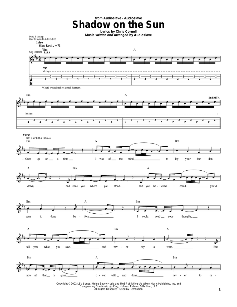 Shadow On The Sun Electric Guitar scores gallery preview page 1