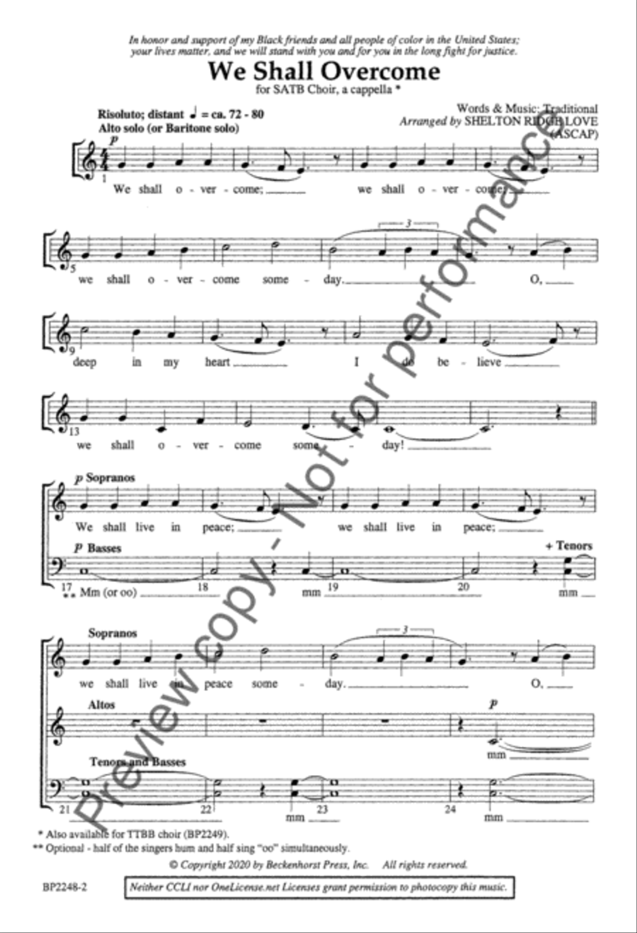 We Shall Overcome (SATB) 4-Part scores gallery preview page 3