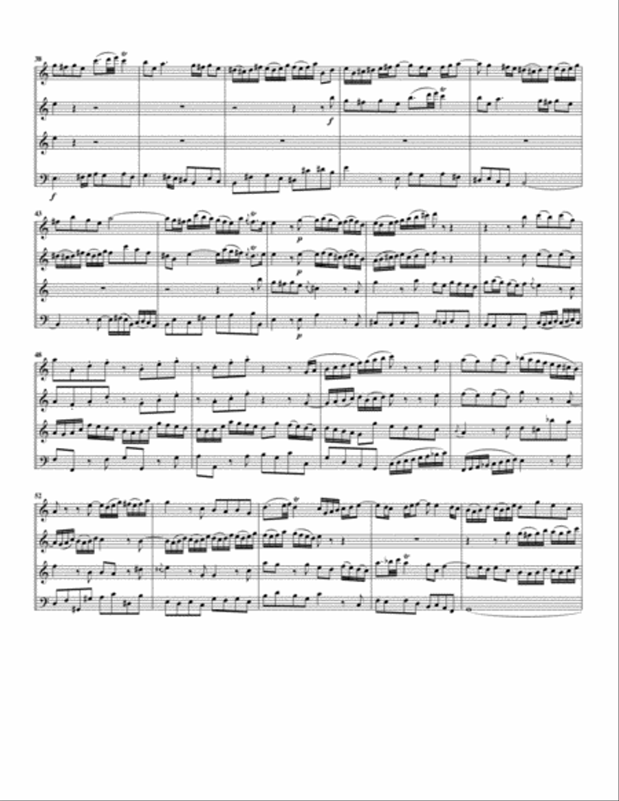 Aria: Gott schickt uns Mahanaim zu from Cantata BWV 19 (arrangement for 4 recorders) Recorder scores gallery preview page 3