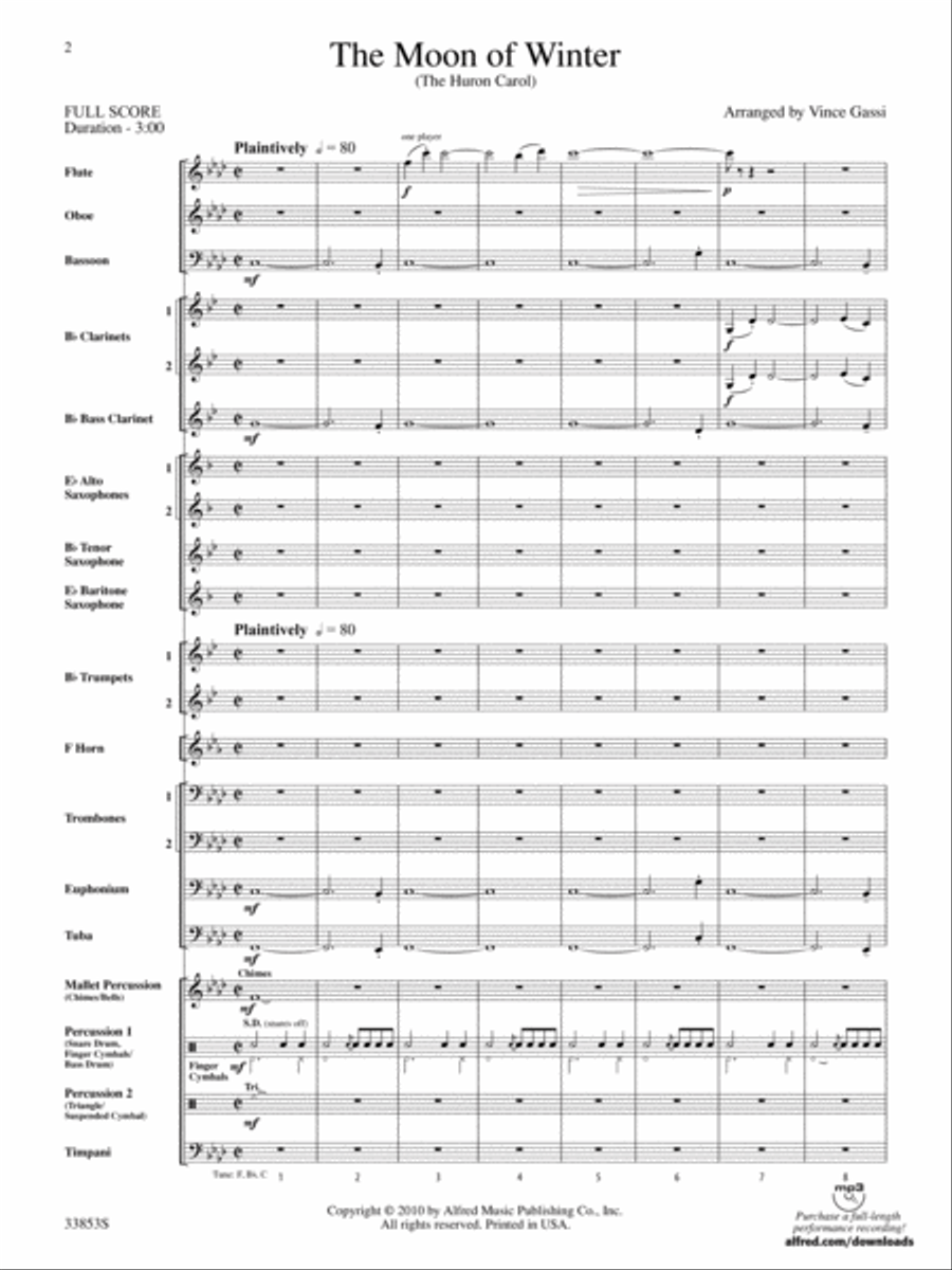 The Moon of Winter (The Huron Carol): Score Concert Band scores gallery preview page 2