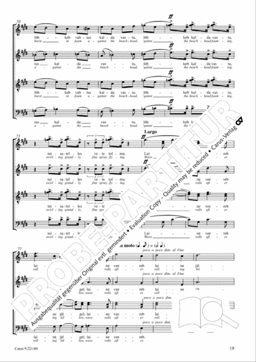 Veljo Tormis: Three soongs from the Epos (Kalevipoeg) Choir scores gallery preview page 20