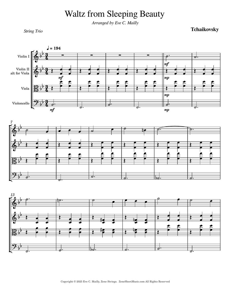 Sleeping Beauty - Waltz (String Trio) String Trio scores gallery preview page 1