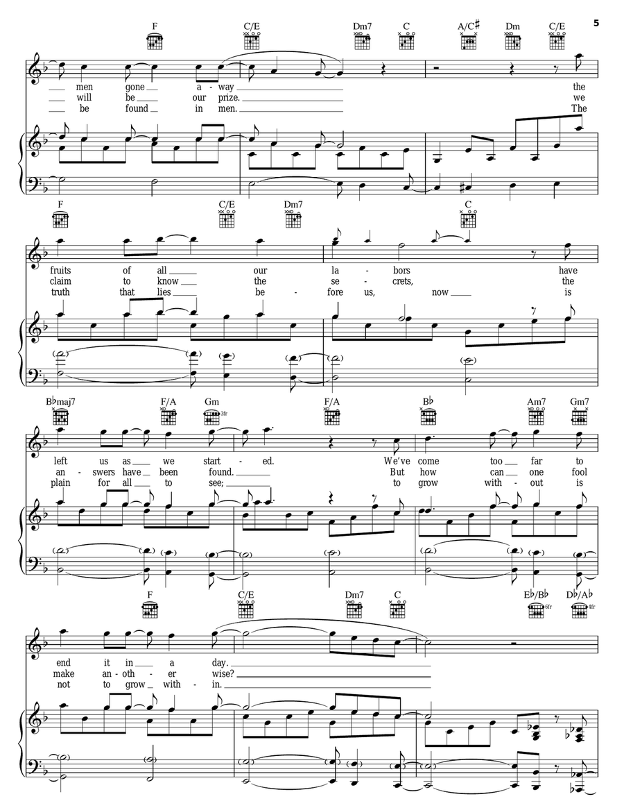 No One Together Piano, Vocal, Guitar scores gallery preview page 5