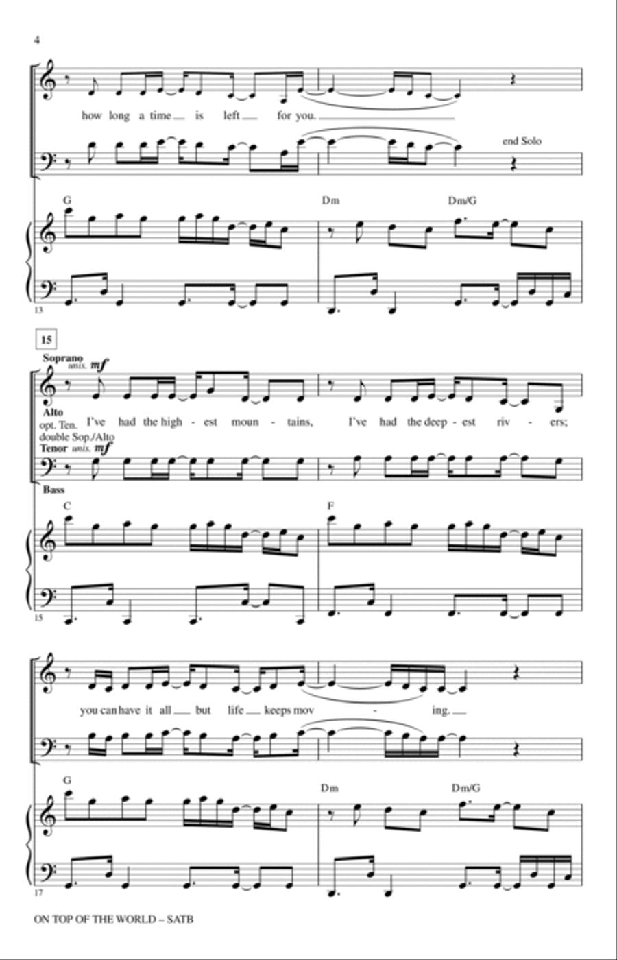 On Top Of The World On Top Of The World 4-Part scores gallery preview page 3