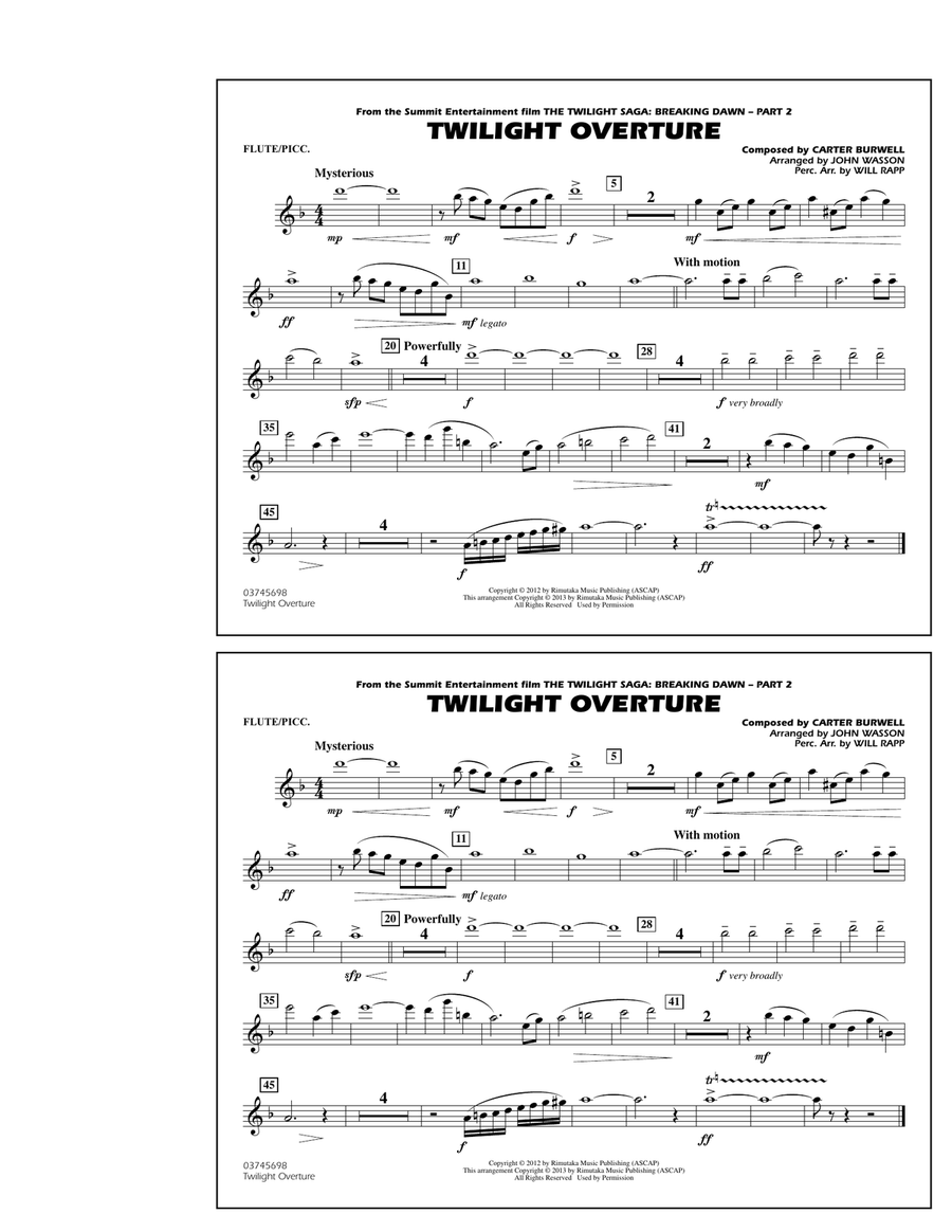 Twilight Overture - Flute/Piccolo Marching Band scores gallery preview page 1